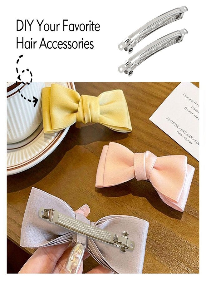 Dizila 50 Pack 10cm/4 Inch Plain Blank Silver Metal DIY Craft French Barrettes Automatic Spring Snap Hair Clips Clasps Accessories for Women Girls Teens - Image 3